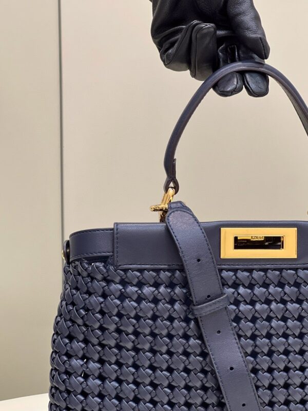 1:1 Replica Fendi Mujer Peekaboo Iconic Navy Blue Bag For Woman 33cm/13in