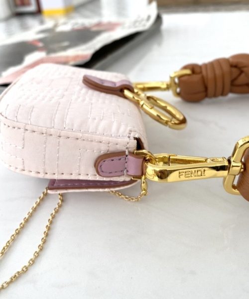 1:1 Replica Fendi Nano Baguette Maxi Handle Pink and Brown Bag For Woman 6.5cm/2.5in