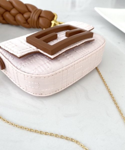 1:1 Replica Fendi Nano Baguette Maxi Handle Pink and Brown Bag For Woman 6.5cm/2.5in