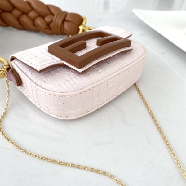 1:1 Replica Fendi Nano Baguette Maxi Handle Pink and Brown Bag For Woman 6.5cm/2.5in