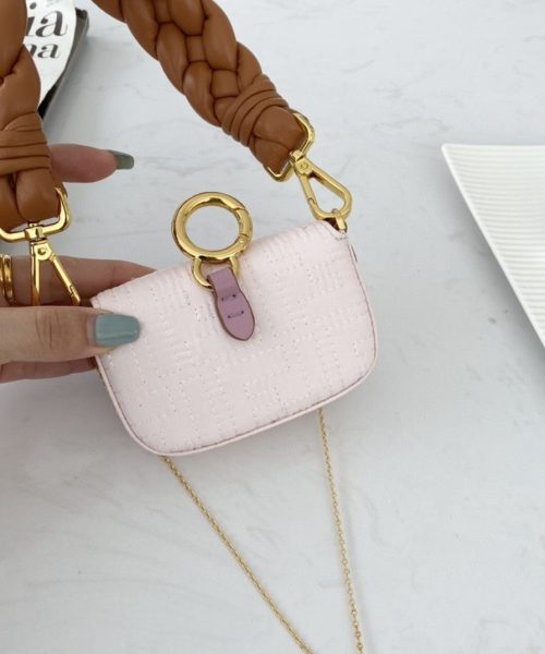 1:1 Replica Fendi Nano Baguette Maxi Handle Pink and Brown Bag For Woman 6.5cm/2.5in