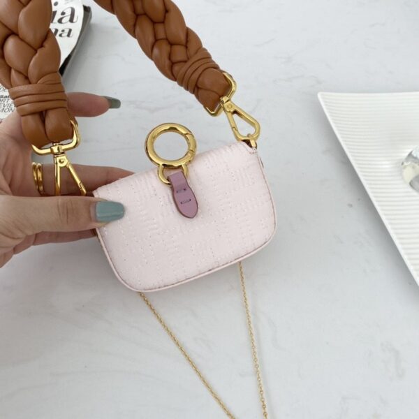 1:1 Replica Fendi Nano Baguette Maxi Handle Pink and Brown Bag For Woman 6.5cm/2.5in