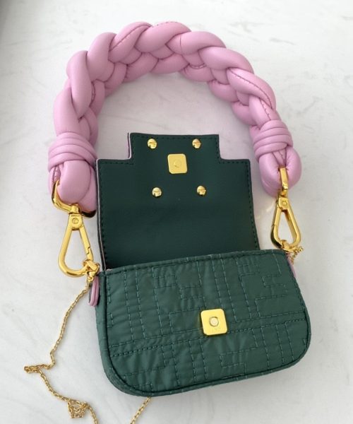 1:1 Replica Fendi Nano Baguette Maxi Handle Pink and Green Bag For Woman 6.5cm/2.5in