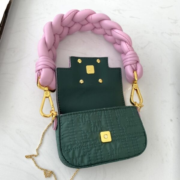 1:1 Replica Fendi Nano Baguette Maxi Handle Pink and Green Bag For Woman 6.5cm/2.5in
