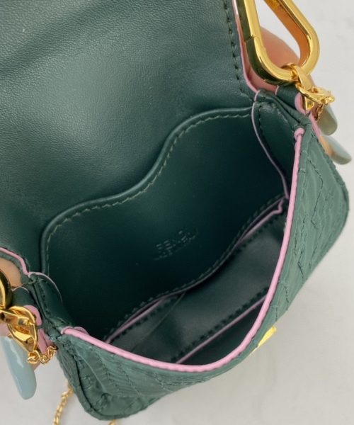 1:1 Replica Fendi Nano Baguette Maxi Handle Pink and Green Bag For Woman 6.5cm/2.5in
