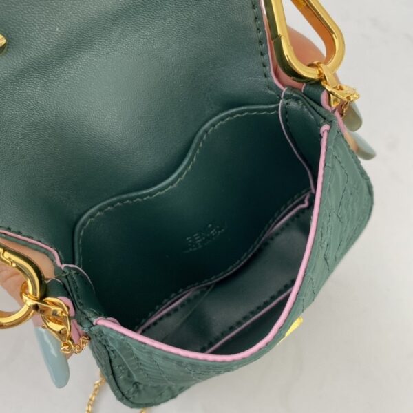 1:1 Replica Fendi Nano Baguette Maxi Handle Pink and Green Bag For Woman 6.5cm/2.5in
