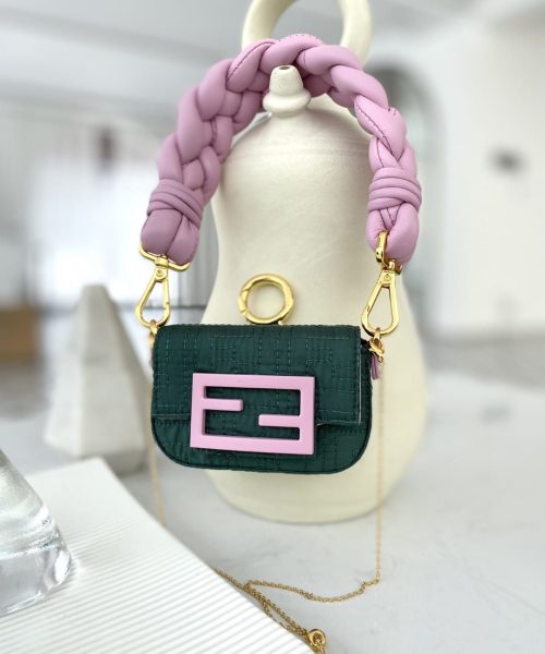 1:1 Replica Fendi Nano Baguette Maxi Handle Pink and Green Bag For Woman 6.5cm/2.5in