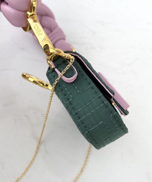 1:1 Replica Fendi Nano Baguette Maxi Handle Pink and Green Bag For Woman 6.5cm/2.5in