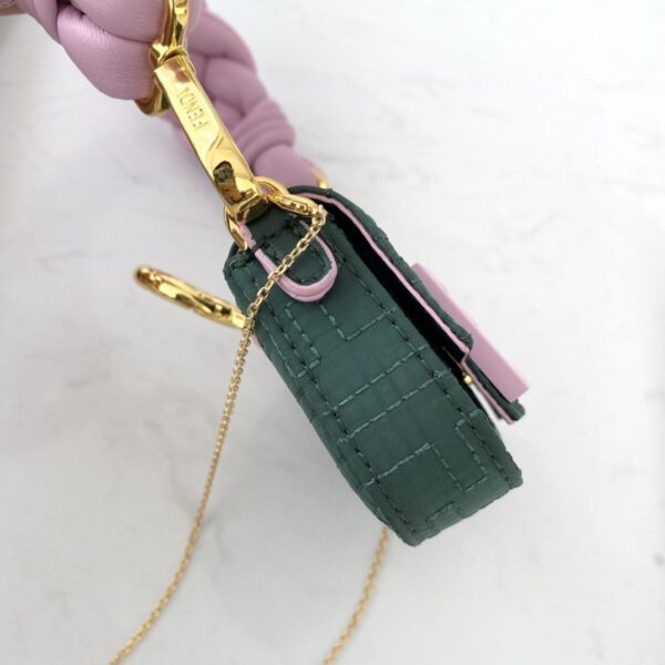 1:1 Replica Fendi Nano Baguette Maxi Handle Pink and Green Bag For Woman 6.5cm/2.5in