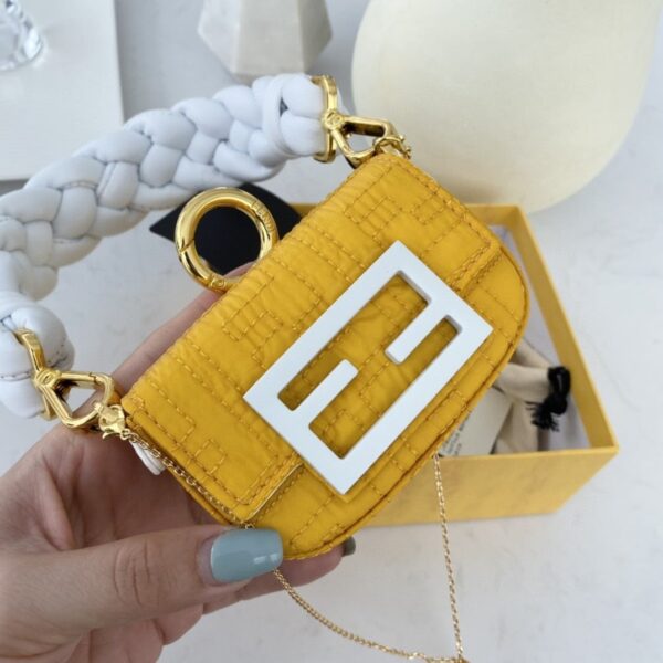 1:1 Replica Fendi Nano Baguette Maxi Handle Yellow and White Bag For Woman 6.5cm/2.5in