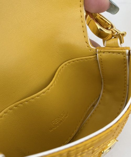 1:1 Replica Fendi Nano Baguette Maxi Handle Yellow and White Bag For Woman 6.5cm/2.5in
