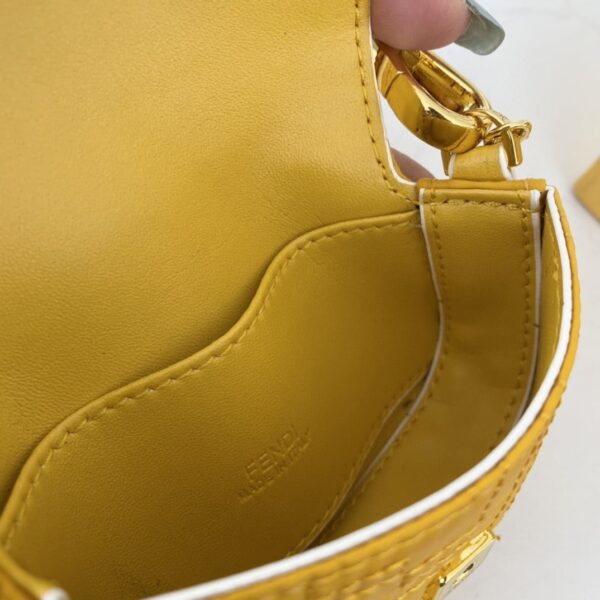 1:1 Replica Fendi Nano Baguette Maxi Handle Yellow and White Bag For Woman 6.5cm/2.5in