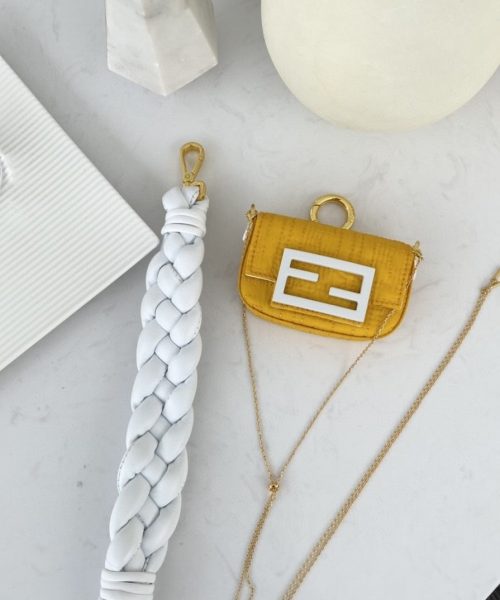 1:1 Replica Fendi Nano Baguette Maxi Handle Yellow and White Bag For Woman 6.5cm/2.5in