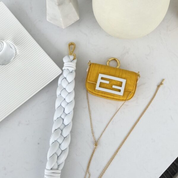 1:1 Replica Fendi Nano Baguette Maxi Handle Yellow and White Bag For Woman 6.5cm/2.5in