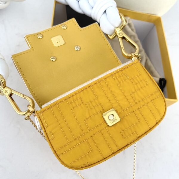 1:1 Replica Fendi Nano Baguette Maxi Handle Yellow and White Bag For Woman 6.5cm/2.5in