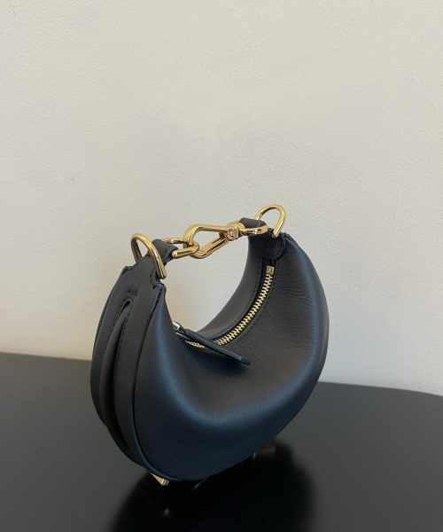 1:1 Replica Fendi Nano Fendigraphy Black For Women, Women's HandBags 6.7in/17cm FF 8BR798A5DYF1HEJ