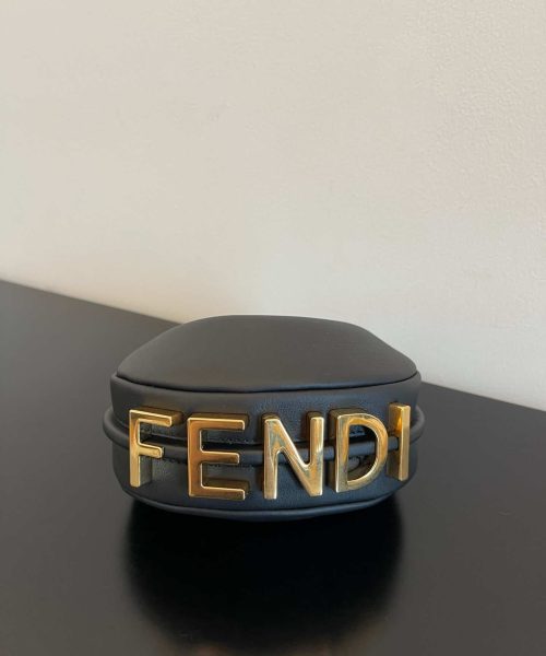 1:1 Replica Fendi Nano Fendigraphy Black For Women, Women's HandBags 6.7in/17cm FF 8BR798A5DYF1HEJ