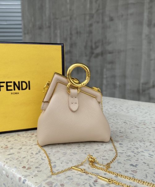1:1 Replica Fendi Nano First Charm Beige Bag For Woman 10cm/4in