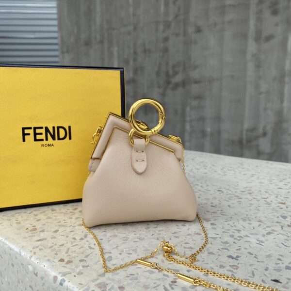 1:1 Replica Fendi Nano First Charm Beige Bag For Woman 10cm/4in