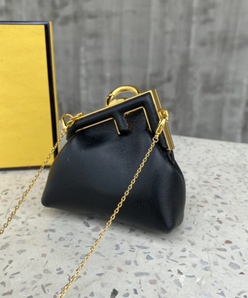 1:1 Replica Fendi Nano First Charm Black Bag For Woman 10cm/4in