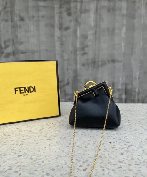 1:1 Replica Fendi Nano First Charm Black Bag For Woman 10cm/4in