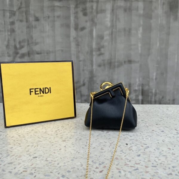 1:1 Replica Fendi Nano First Charm Black Bag For Woman 10cm/4in
