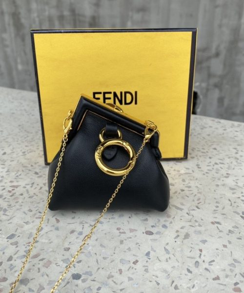 1:1 Replica Fendi Nano First Charm Black Bag For Woman 10cm/4in