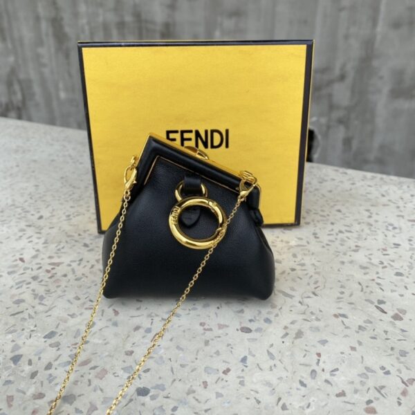 1:1 Replica Fendi Nano First Charm Black Bag For Woman 10cm/4in