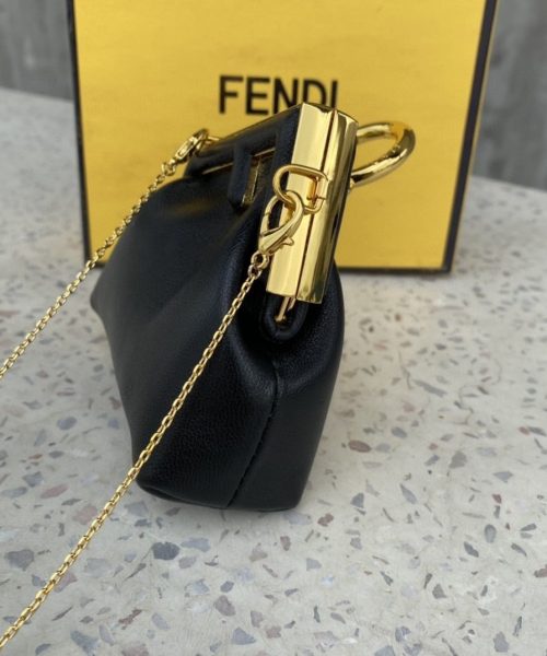 1:1 Replica Fendi Nano First Charm Black Bag For Woman 10cm/4in
