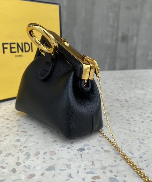 1:1 Replica Fendi Nano First Charm Black Bag For Woman 10cm/4in