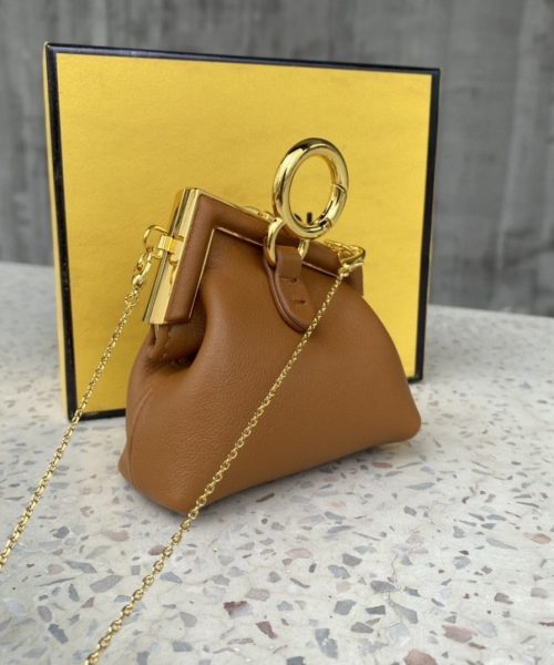 1:1 Replica Fendi Nano First Charm Brown Bag For Woman 10cm/4in