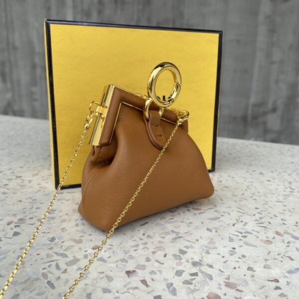 1:1 Replica Fendi Nano First Charm Brown Bag For Woman 10cm/4in