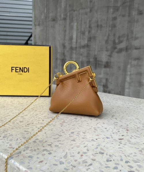 1:1 Replica Fendi Nano First Charm Brown Bag For Woman 10cm/4in