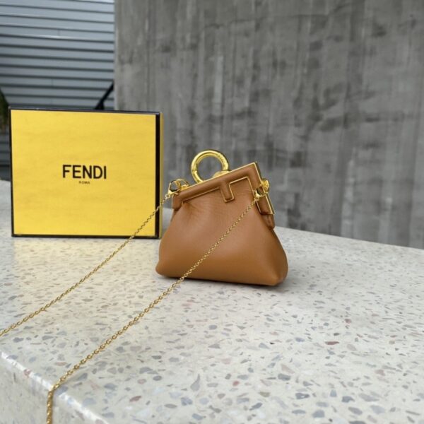 1:1 Replica Fendi Nano First Charm Brown Bag For Woman 10cm/4in