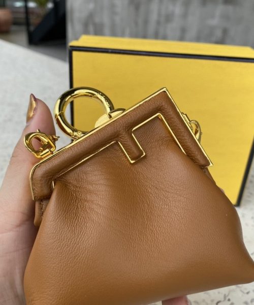 1:1 Replica Fendi Nano First Charm Brown Bag For Woman 10cm/4in