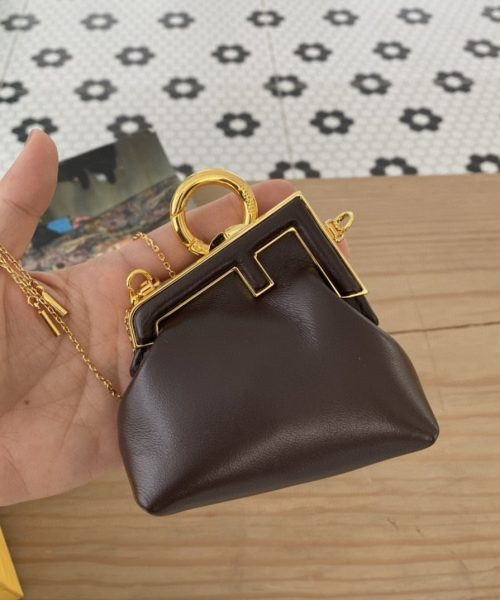 1:1 Replica Fendi Nano First Charm Dark Grey Bag For Woman 10cm/4in