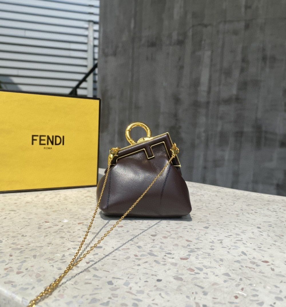 1:1 Replica Fendi Nano First Charm Dark Grey Bag For Woman 10cm/4in