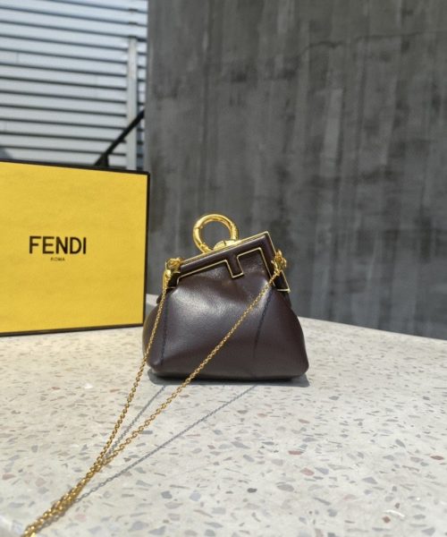 1:1 Replica Fendi Nano First Charm Dark Grey Bag For Woman 10cm/4in