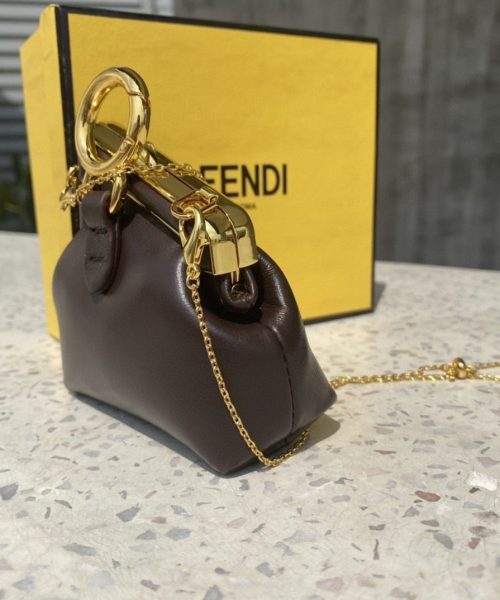 1:1 Replica Fendi Nano First Charm Dark Grey Bag For Woman 10cm/4in