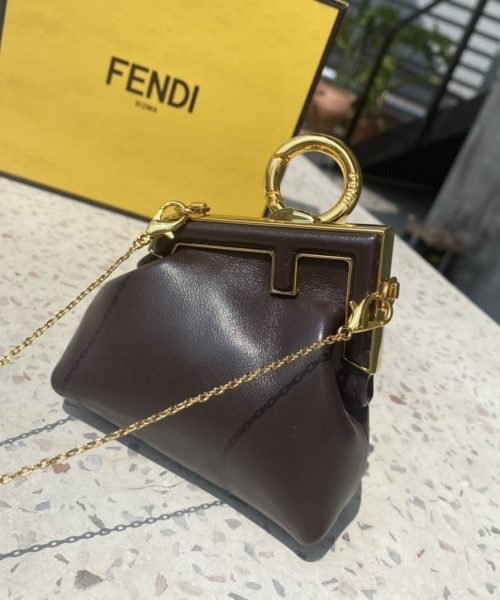 1:1 Replica Fendi Nano First Charm Dark Grey Bag For Woman 10cm/4in