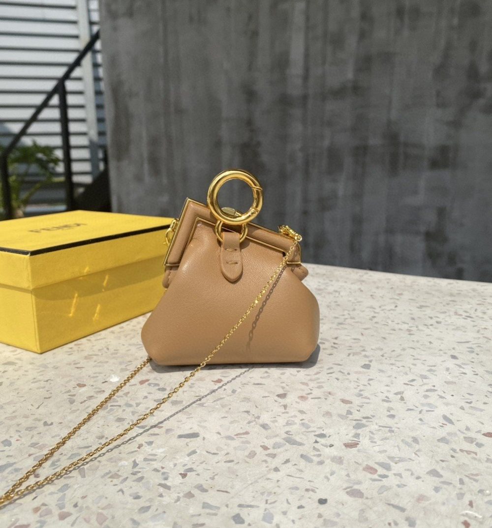 1:1 Replica Fendi Nano First Charm Light Brown Bag For Woman 10cm/4in
