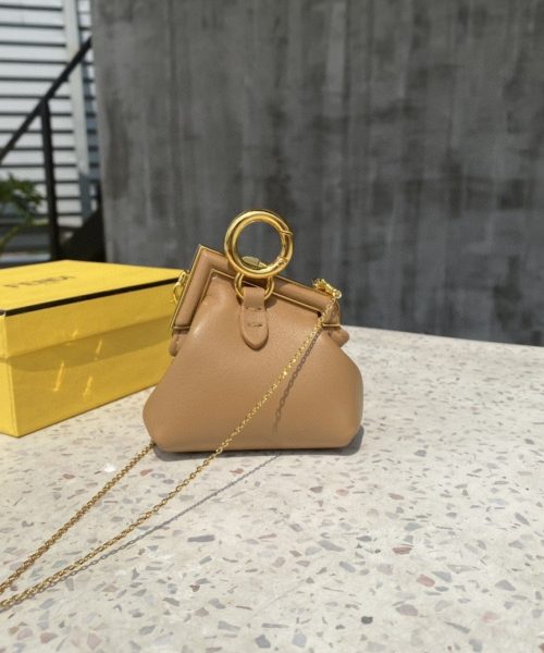 1:1 Replica Fendi Nano First Charm Light Brown Bag For Woman 10cm/4in