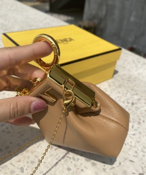 1:1 Replica Fendi Nano First Charm Light Brown Bag For Woman 10cm/4in