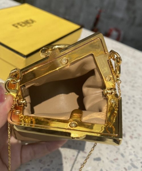1:1 Replica Fendi Nano First Charm Light Brown Bag For Woman 10cm/4in