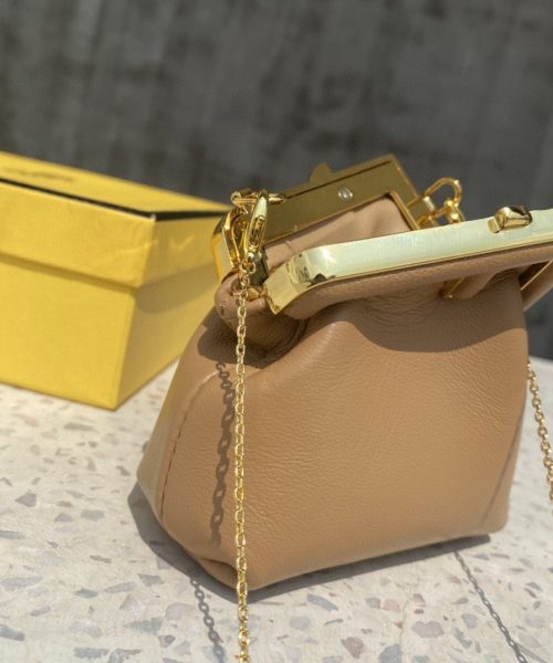 1:1 Replica Fendi Nano First Charm Light Brown Bag For Woman 10cm/4in