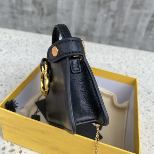 1:1 Replica Fendi Nano Peekaboo Charm Crossbody Black Bag For Woman 12cm/4.5in