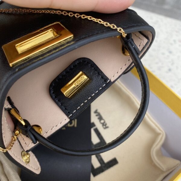 1:1 Replica Fendi Nano Peekaboo Charm Crossbody Black Bag For Woman 12cm/4.5in
