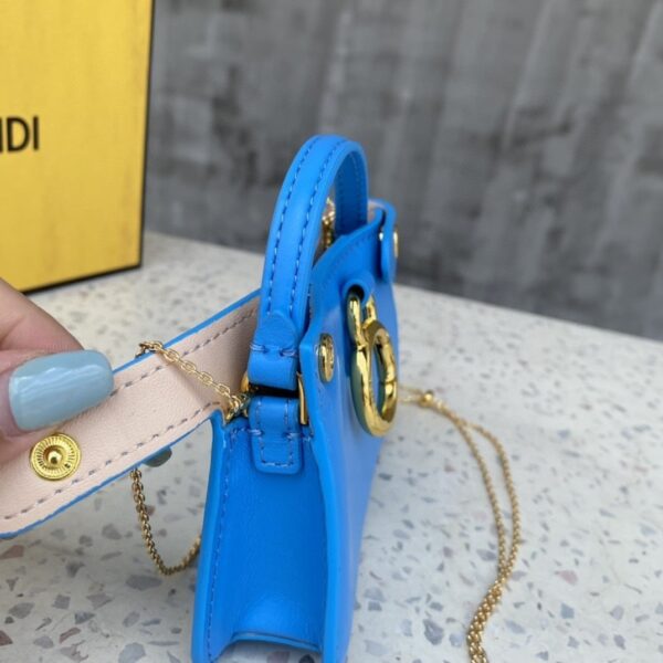 1:1 Replica Fendi Nano Peekaboo Charm Crossbody Blue Bag For Woman 12cm/4.5in