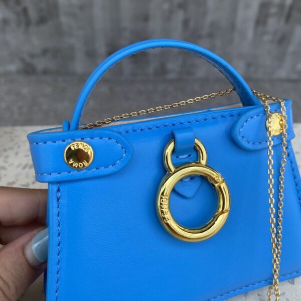 1:1 Replica Fendi Nano Peekaboo Charm Crossbody Blue Bag For Woman 12cm/4.5in