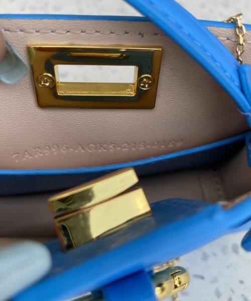 1:1 Replica Fendi Nano Peekaboo Charm Crossbody Blue Bag For Woman 12cm/4.5in